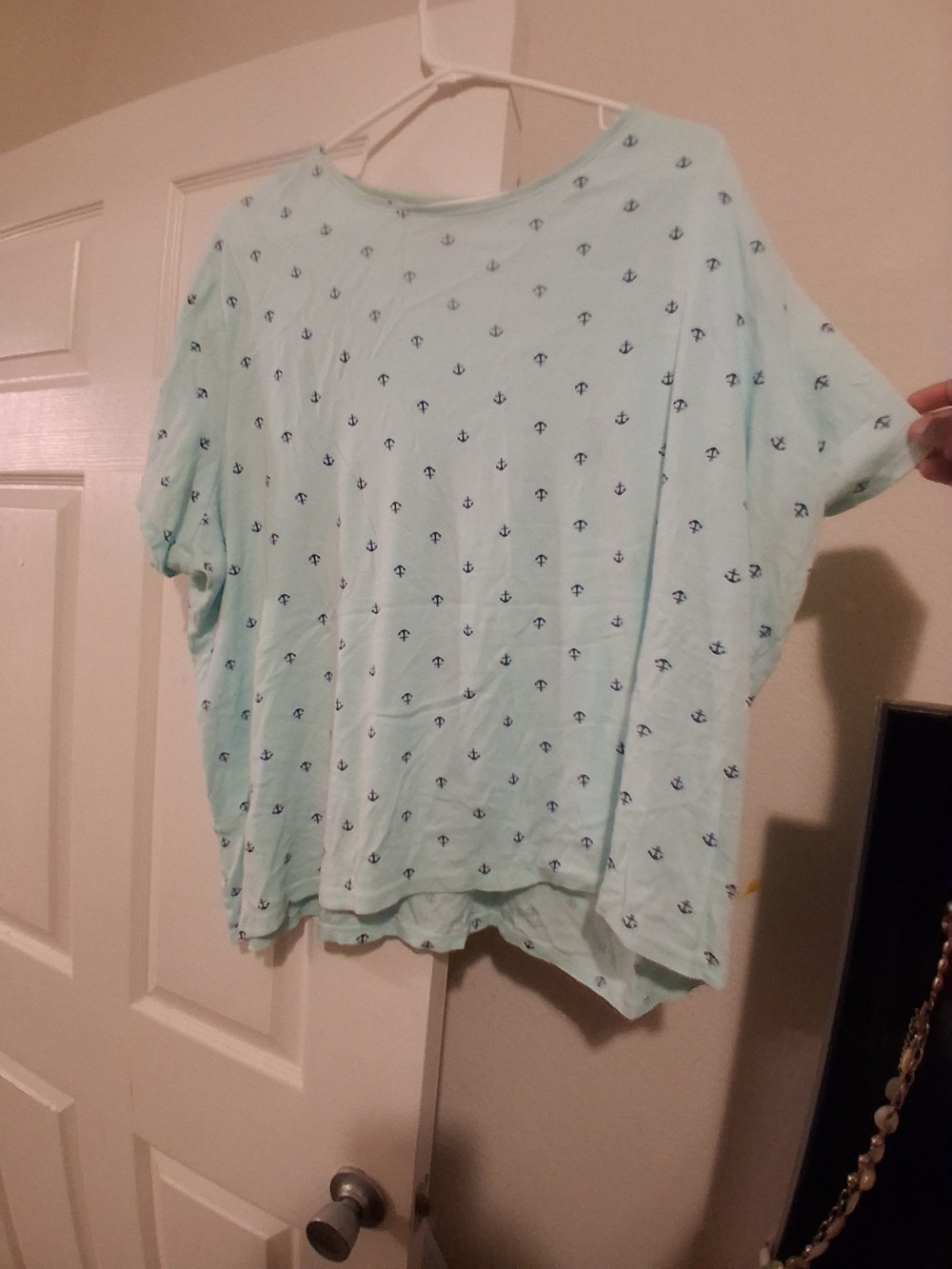 croft & barrow Mint Green Anchor Print Short Sleeve Top